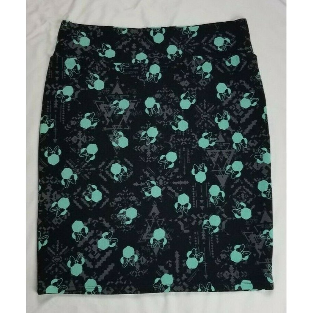 Lularoe Sz. 3xl Black & Teal Mini Mouse Cassie Pencil Skirt